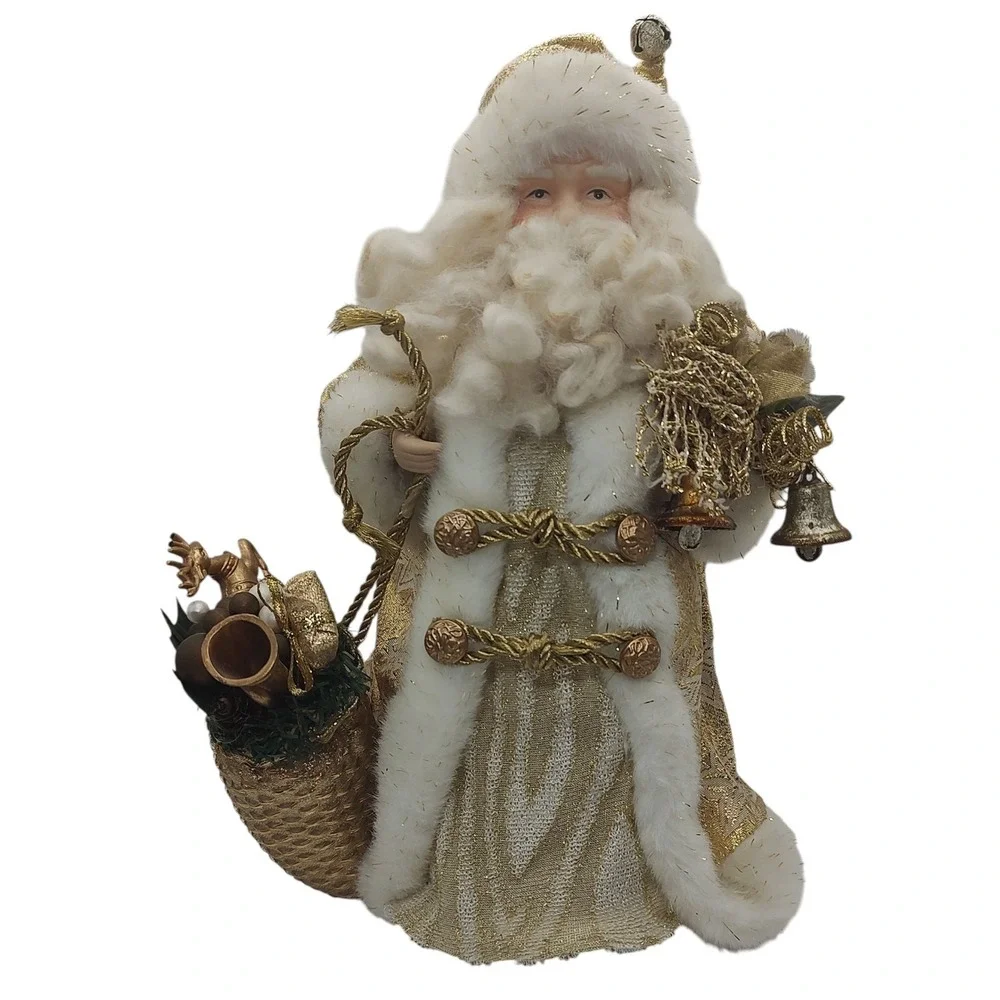 Vintage‎ Santa Claus Christmas Tree Topper Table Top Holiday Decoration Gold